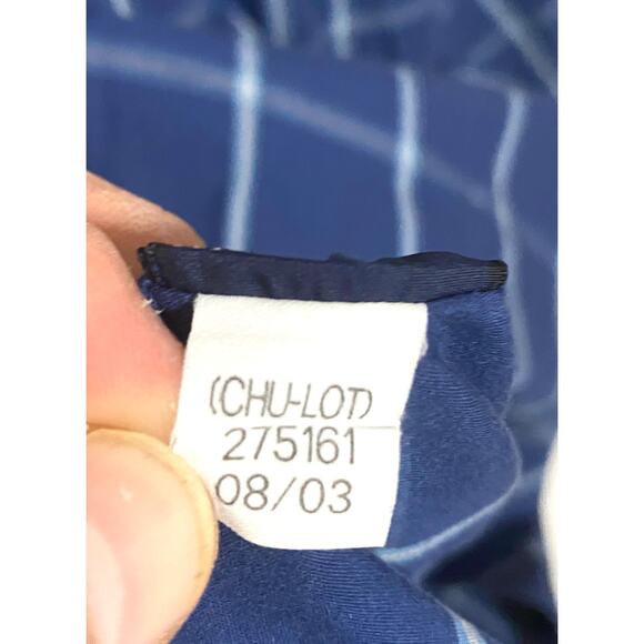 Tommy Hilfiger Blue Gray Plaid Button Shirt Pocket Logo Mens XL Vintage 2003 Y2K - Picture 5 of 7